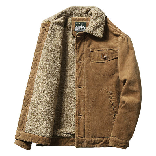 Herren Cordjacke mit Sherpa-Innenfutter und Hemdkragen Nord Taschen