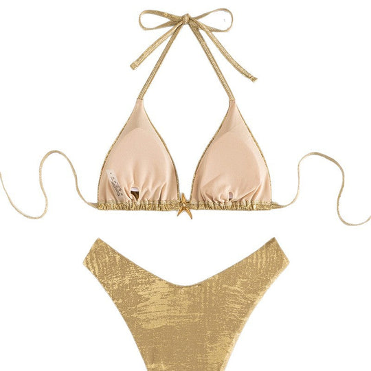 Damen Glänzendes Triangel-Bikini-Set mit verstellbaren Trägern Nord Taschen