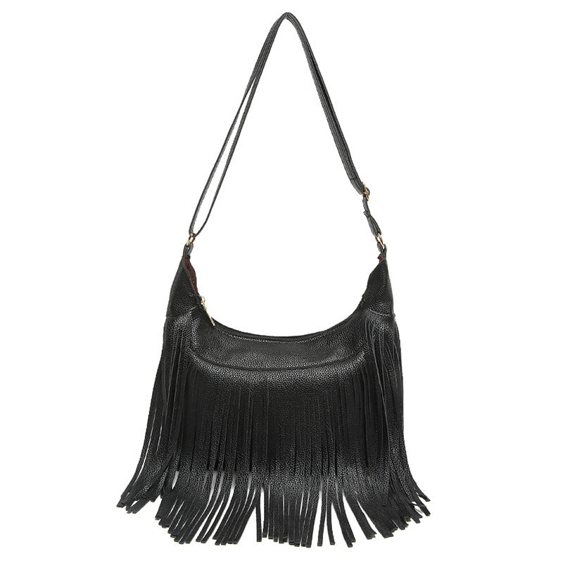 Damen Schultertasche mit fransigen Akzenten Nord Taschen