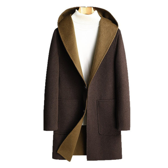 Herren Wendbarer Wollmantel mit Kapuze Nord Taschen