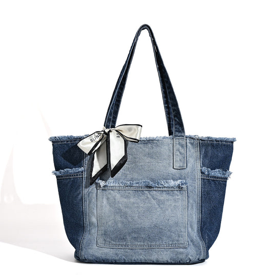Damen Denim Tragetasche mit verspieltem Kordelzug und elegantem Design Nord Taschen