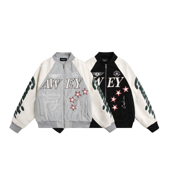 Unisex Varsity-Bomberjacke im Materialmix mit Stick- und Applikationsdetails Nord Taschen
