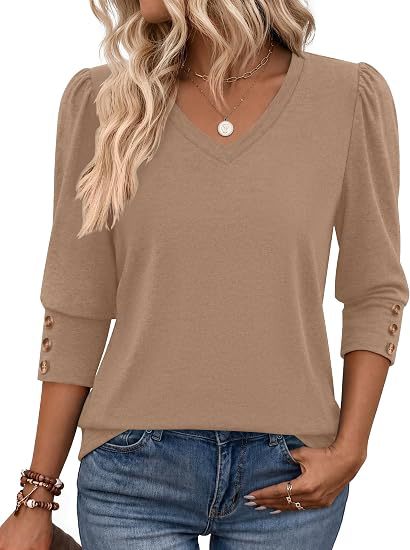Damen Leopardenmuster V‑Neck Bluse mit 3/4-Ärmeln und geraffter Vorderpartie Nord Taschen