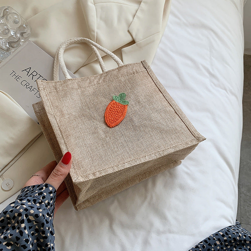 Damen Jute-Tasche mit buntem Blumenapplikation Nord Taschen