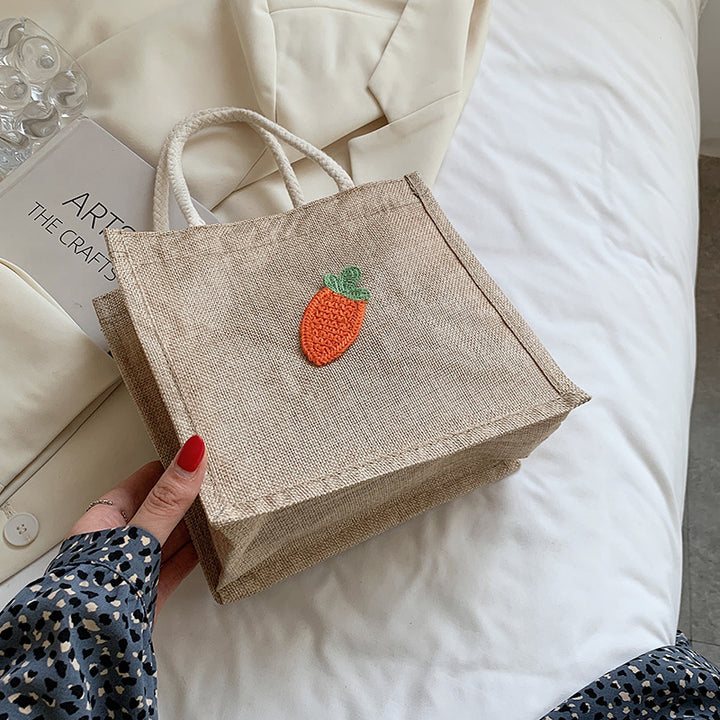 Damen Jute-Tasche mit buntem Blumenapplikation Nord Taschen