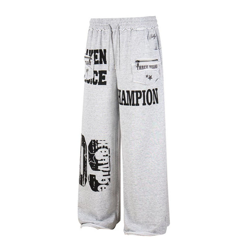 Damen Weite Palazzo‑Sweathose mit Komfortbund, Applikationstaschen und Typo‑Print Nord Taschen