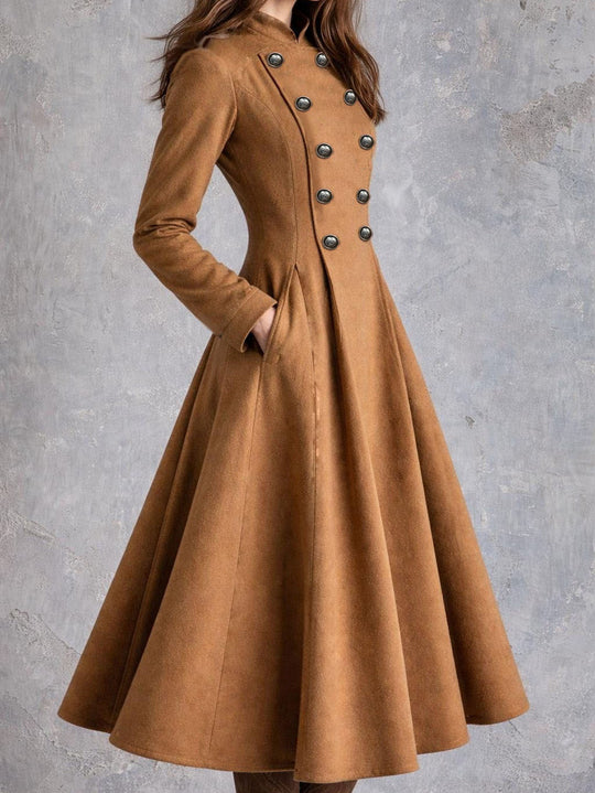 Damen tailliertes Mantelkleid mit doppelreihiger Knopfleiste und ausgestelltem Rock Nord Taschen