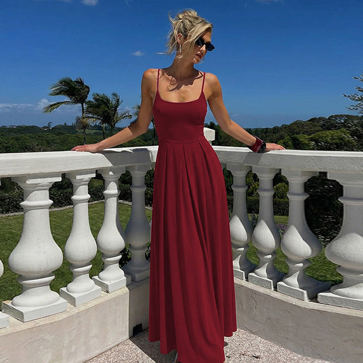 Damen Fließendes Maxikleid mit schmalen Spaghettiträgern und elegantem Schnitt