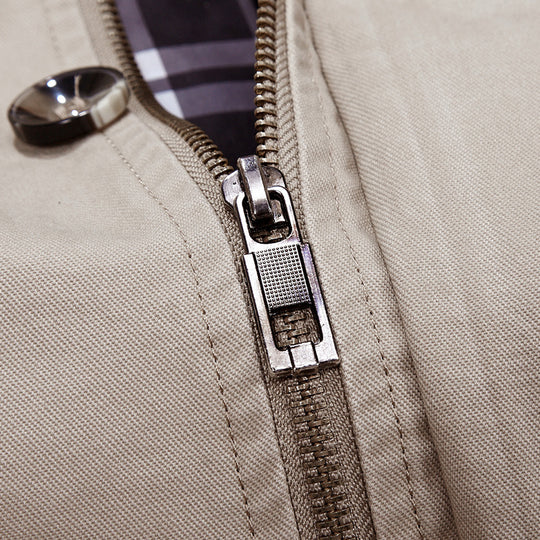 Herren mittellanger Kapuzenparka mit kariertem Innenfutter und verdeckter Zip‑Knopfleiste Nord Taschen