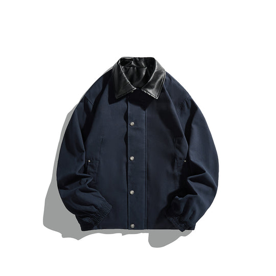 Herren Maskuliner Boxy-Fieldblouson mit kontrastierendem Kunstlederkragen und verdeckter Druckknopfleiste Nord Taschen