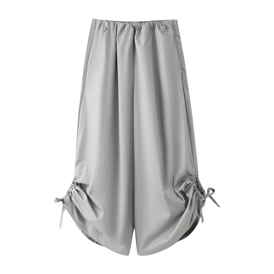 Damen Maxirock aus Satin mit seitlicher Raffung und Bindebändern Nord Taschen