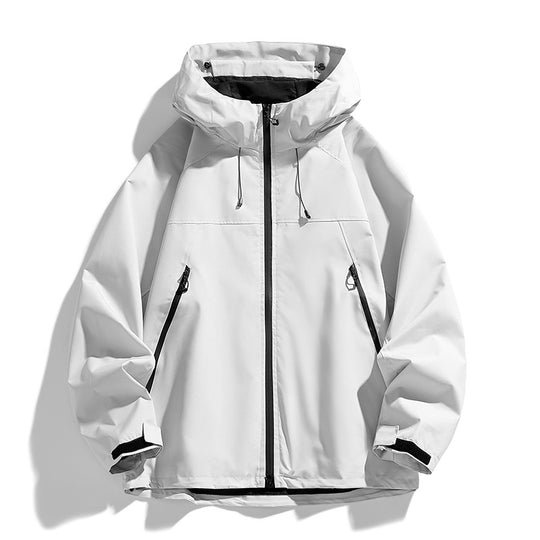 Herren Technische Kapuzen-Utilityjacke mit Kontrastpaneelen und wasserabweisender Membran Nord Taschen