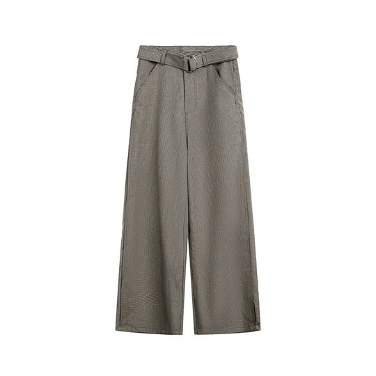 Damen Weite High‑Waist Culotte‑Hose mit Bindegürtel und Glencheck‑Muster Nord Taschen
