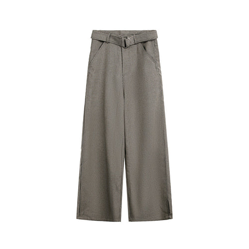 Damen Weite High‑Waist Culotte‑Hose mit Bindegürtel und Glencheck‑Muster Nord Taschen