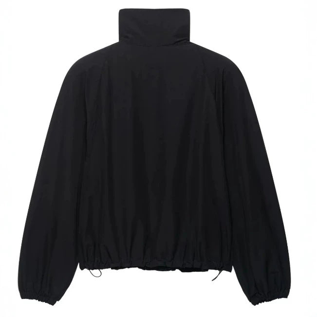 Damen Leichte Oversize-Windjacke im Bomberstil mit hohem Stehkragen und Kordelzug Nord Taschen