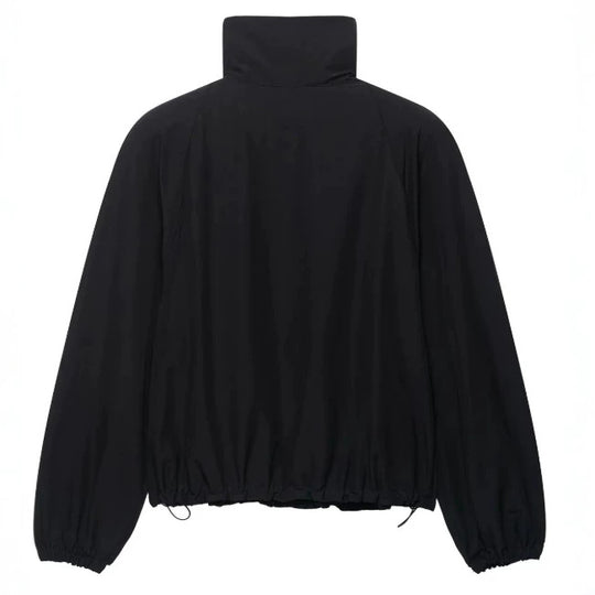 Damen Leichte Oversize-Windjacke im Bomberstil mit hohem Stehkragen und Kordelzug Nord Taschen