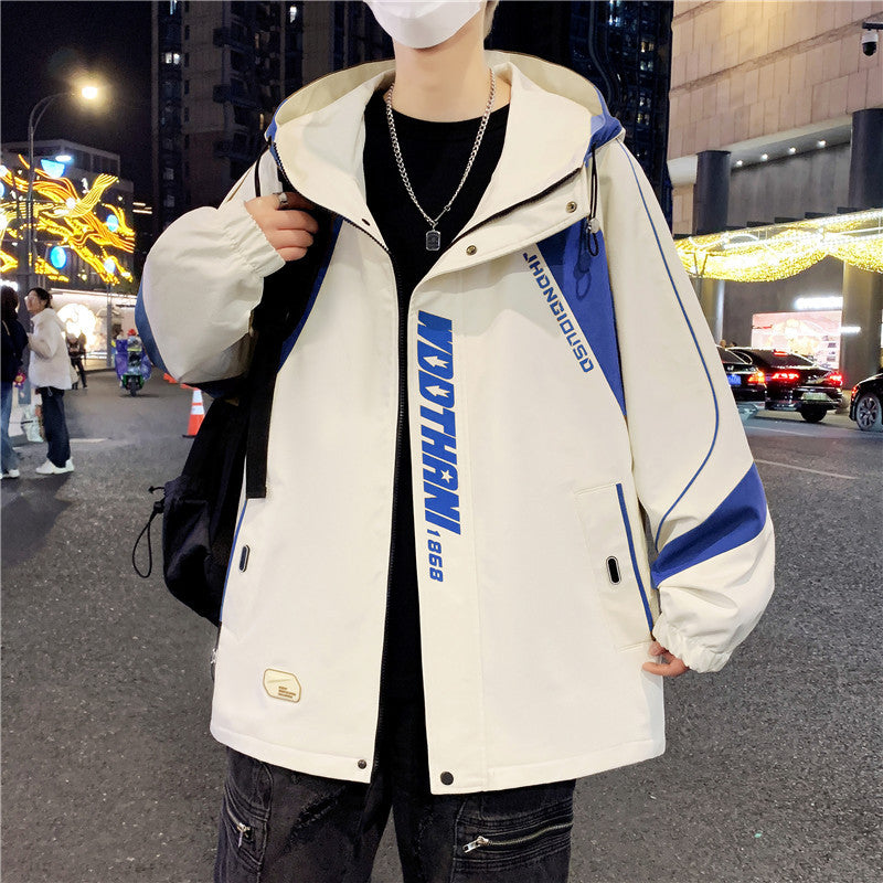 Herren Oversize-Windbreaker mit Kapuze, sportlichem Frontprint und Kontrastpanelen Nord Taschen