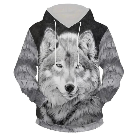 Damen Kapuzenpullover mit Wolf- und Schmetterlingsmotiv Nord Taschen