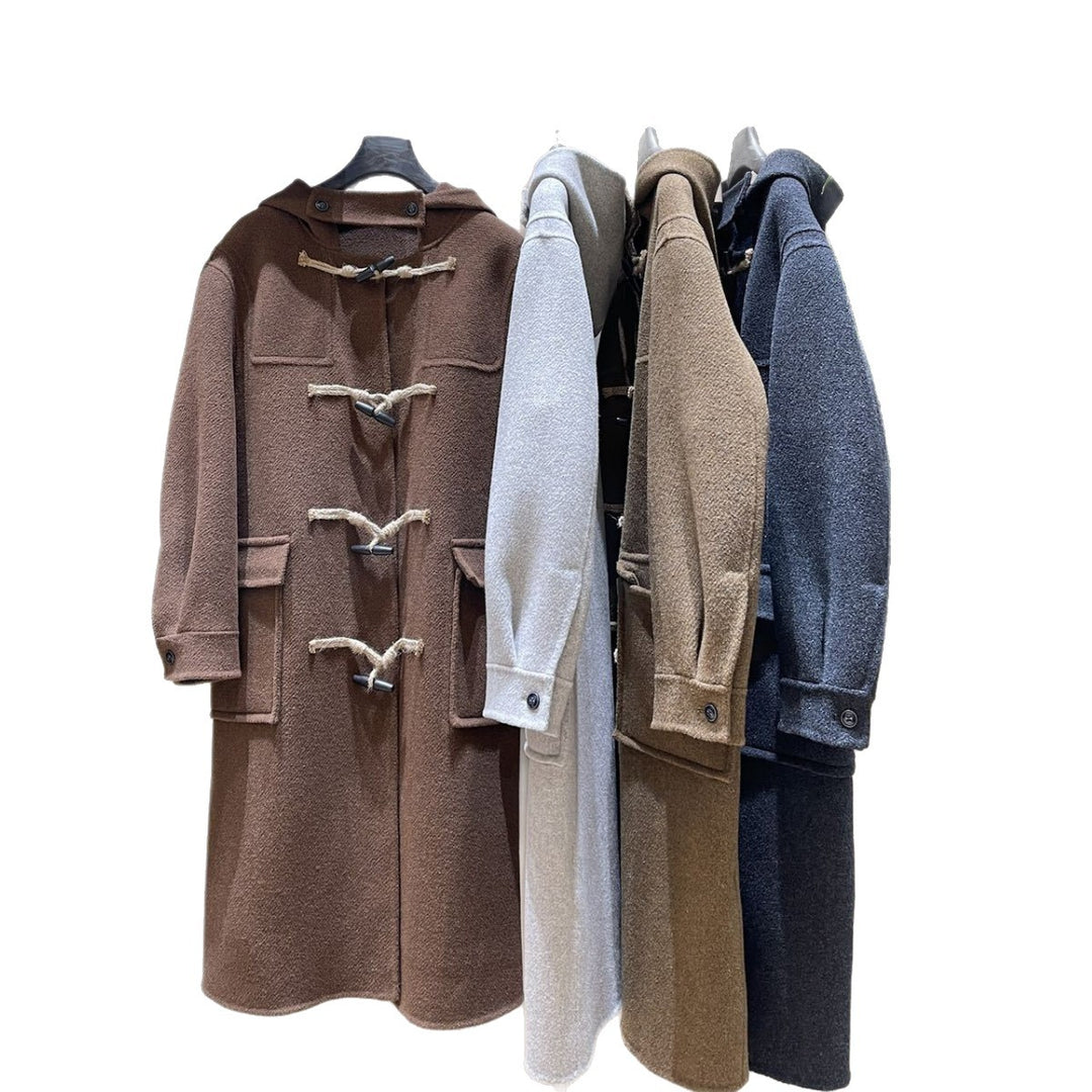 Damen Woll-Dufflecoat mit Knebelverschlüssen und Oversize-Schnitt Nord Taschen