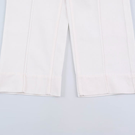 Damen weite Jeanshose mit hoher Taille, Bügelfalte und aufgesetzten Taschen Nord Taschen