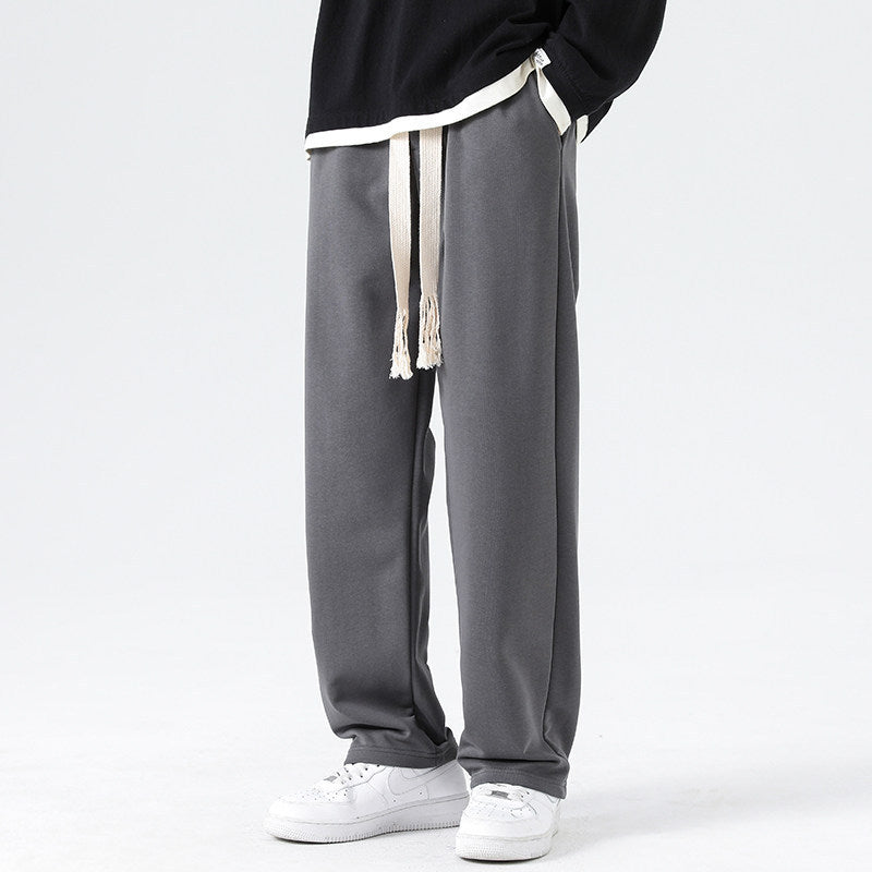 Herren Weite Relaxed-Jogginghose mit tiefem Schritt, dekorativem Kordelband & geradem Bein Nord Taschen