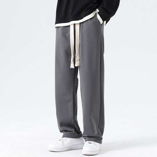 Herren Weite Relaxed-Jogginghose mit tiefem Schritt, dekorativem Kordelband & geradem Bein Nord Taschen