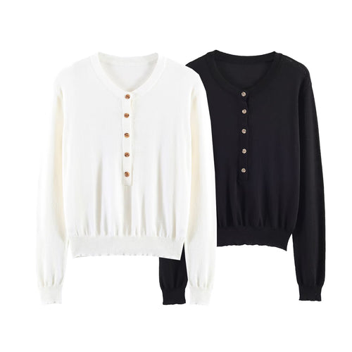 Damen Feiner Strickpullover mit Henley-Knopfleiste, V-Ausschnitt und gerafftem Bund Nord Taschen
