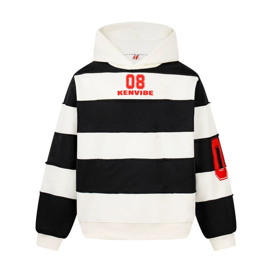 Damen Gestreifter Kapuzenpullover im Oversize-Sportstyle mit College‑Print Nord Taschen