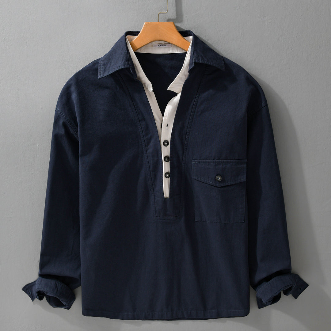 Herren Overshirt-Hemd mit halber Knopfleiste und aufgesetzter Brusttasche Nord Taschen