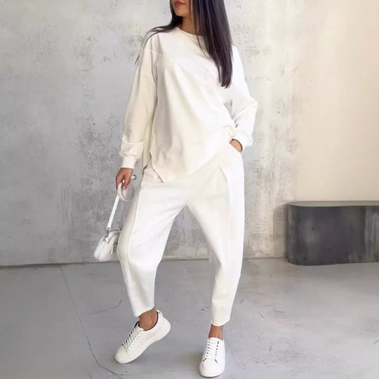Damen Lässiges Zweiteiliges Lounge-Set mit Oversize-Sweatshirt und taillierter Tapered-Hose Nord Taschen