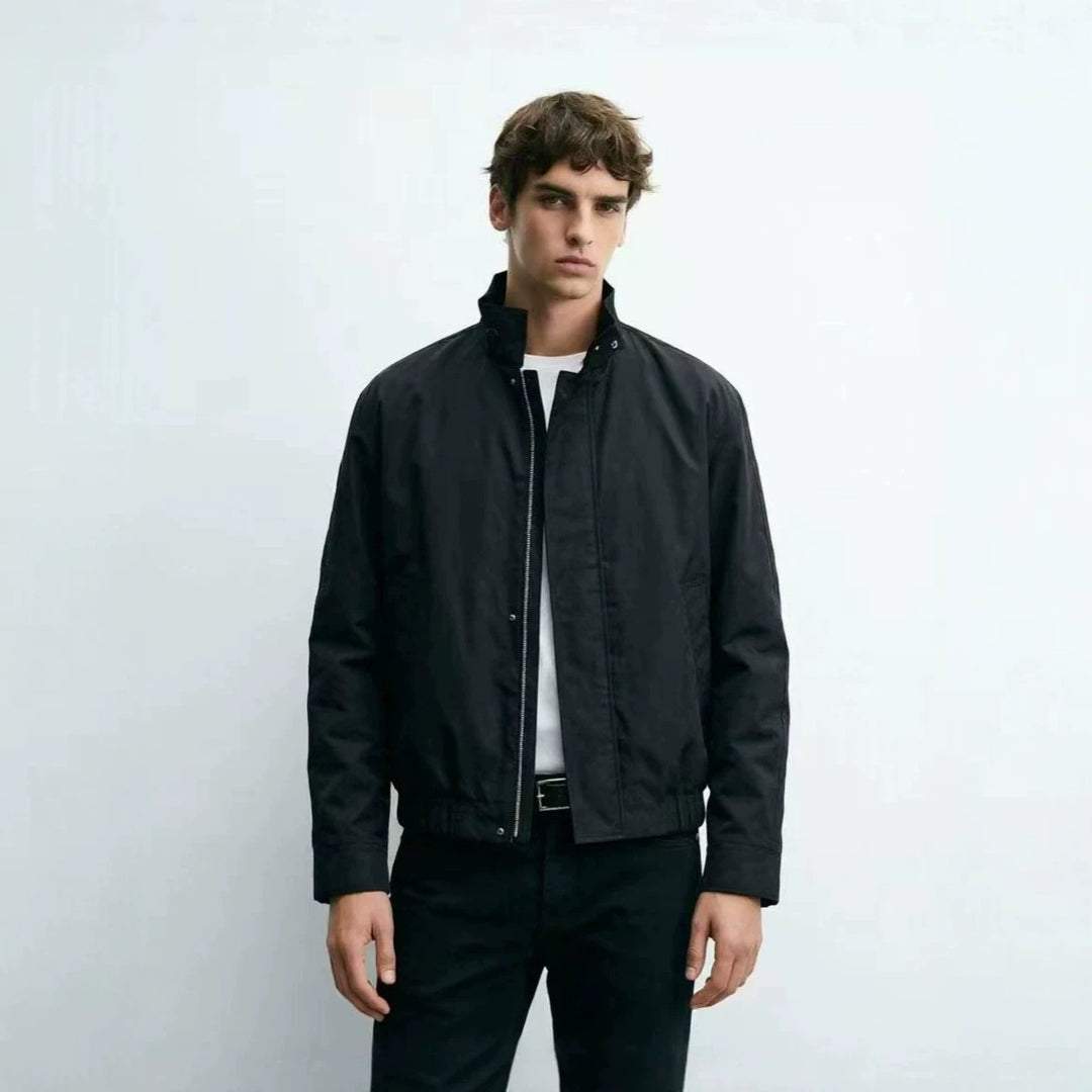 Herren Kurzer Stehkragen-Blouson mit verdecktem Reißverschluss und elastischem Saum Nord Taschen