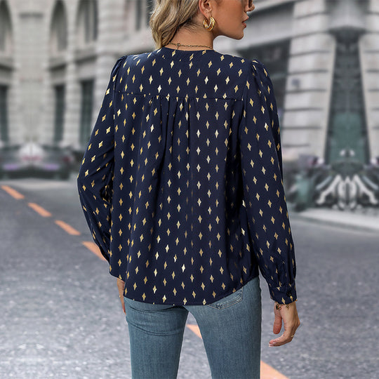 Damen Elegante Bluse mit geometrischem Muster Nord Taschen