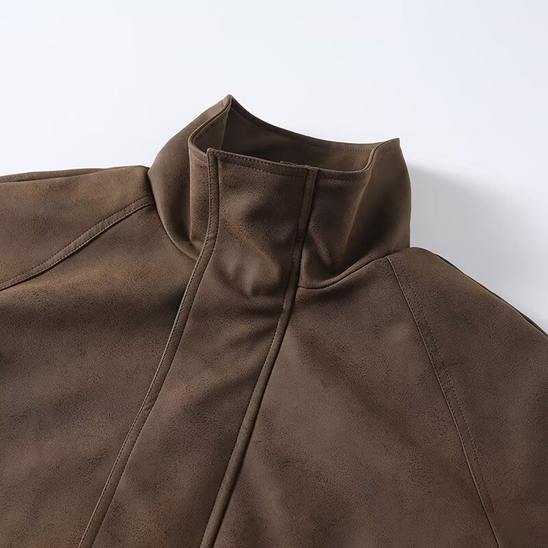 Herren Oversize Fieldjacke aus Veloursoptik mit hohem Kragen, Pattentaschen und elastischem Saum Nord Taschen