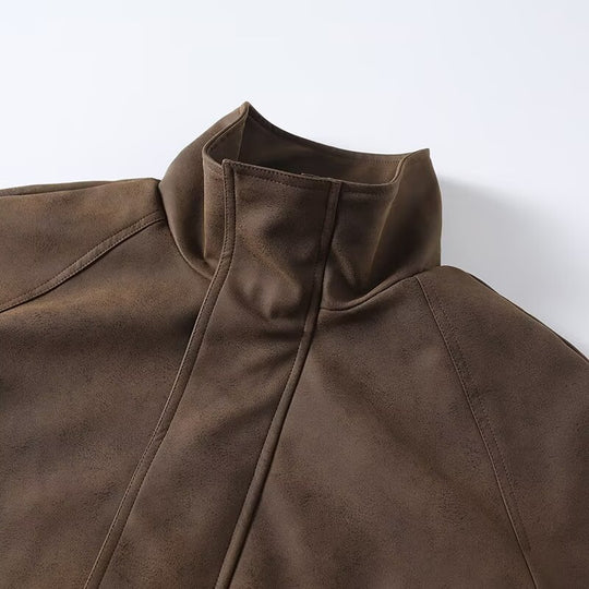 Herren Oversize Fieldjacke aus Veloursoptik mit hohem Kragen, Pattentaschen und elastischem Saum Nord Taschen