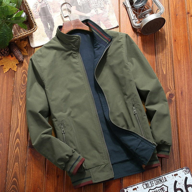 Herren Leichte Bomberjacke im urbanen Utility‑Look mit gestreiften Rippbündchen & Reißverschlusstaschen Nord Taschen