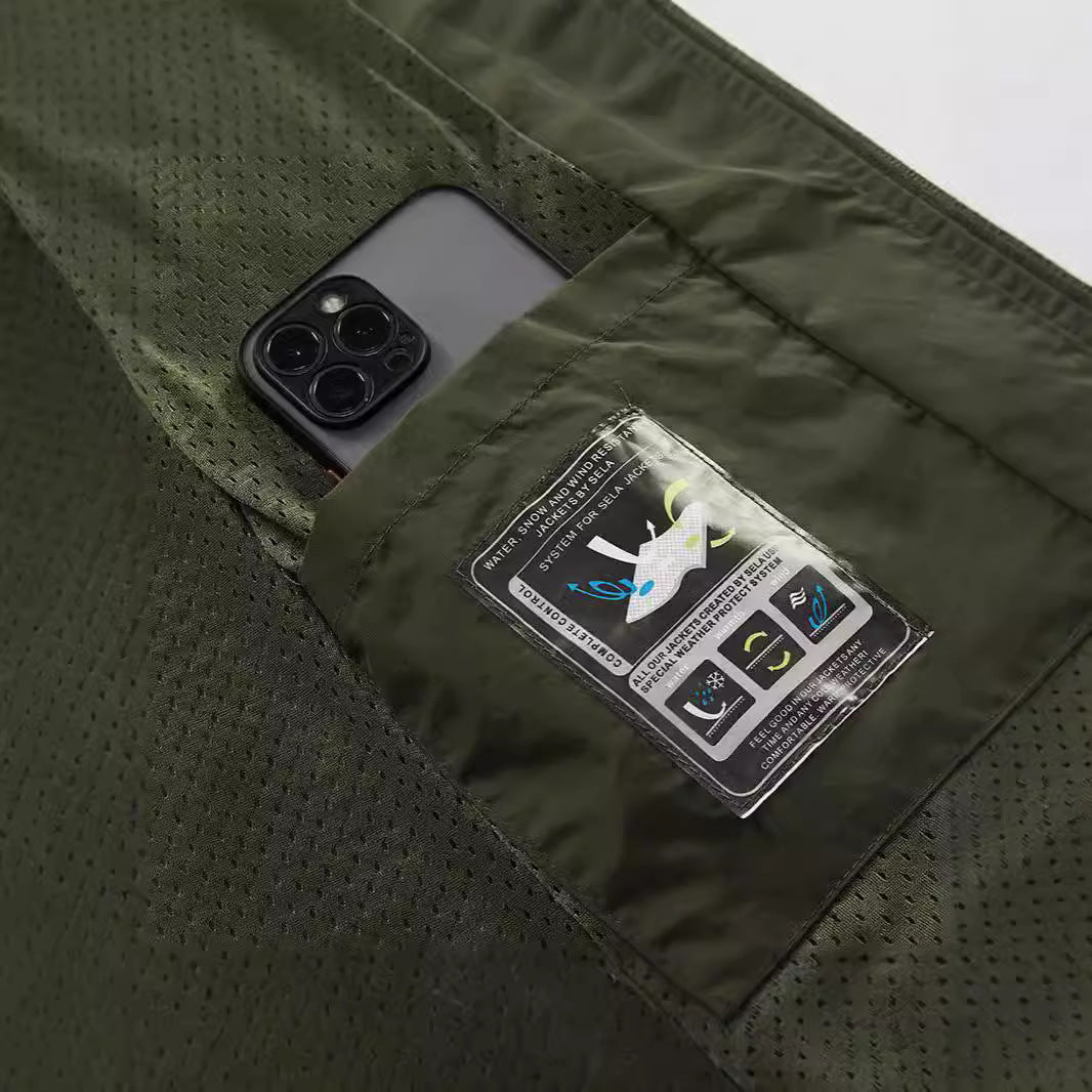 Herren Leichte Utility-Weste mit Mesh-Innenfutter, Reißverschluss und hohem Stehkragen Nord Taschen