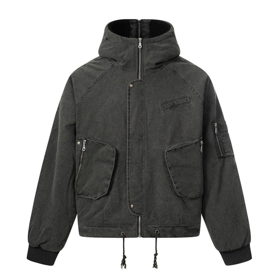 Herren Kurzjacke im Utility‑Look mit hohem Stehkragen und Kapuze Nord Taschen