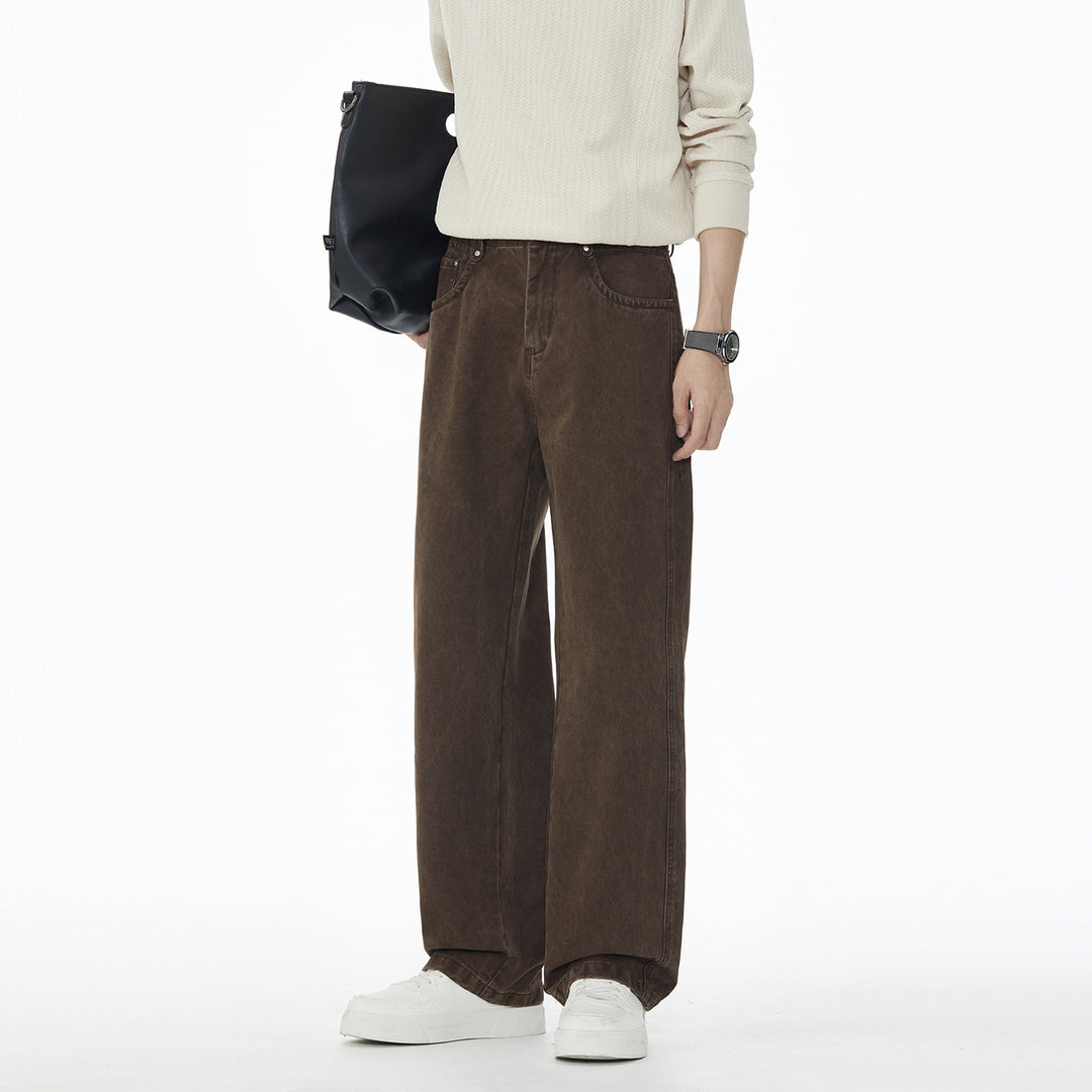 Damen Weite High-Waist-Hose aus Baumwolltwill mit markanter Seitennaht und klassischem Taschen‑Schnitt Nord Taschen