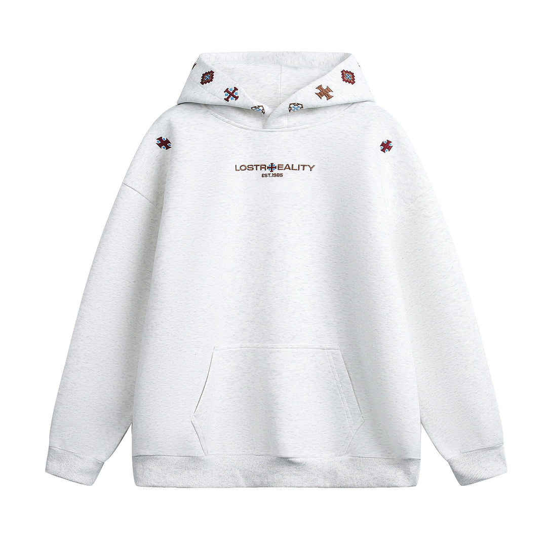 Unisex Oversize Kapuzenpullover mit feiner Logo- und Motivstickerei sowie Kängurutasche Nord Taschen