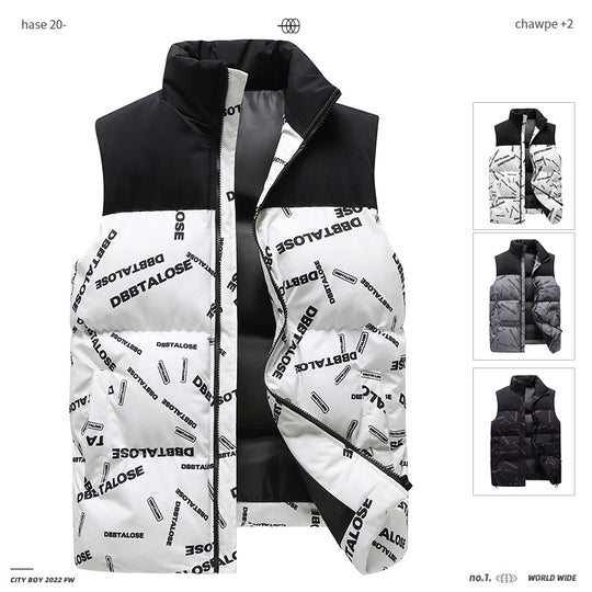 Herren Urban gesteppte Puffer‑Weste mit hohem Kragen, Kontrast-Schulterpartie und Allover‑Logodruck Nord Taschen