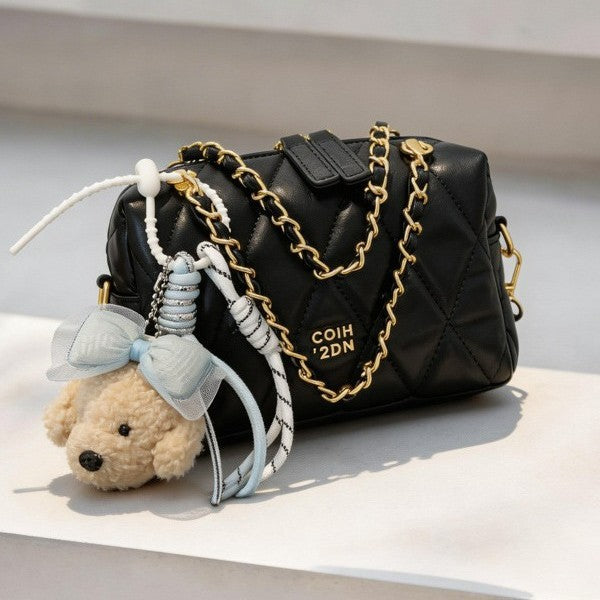 Damen modische Mini-Handtasche mit verspieltem Tieranhänger Nord Taschen