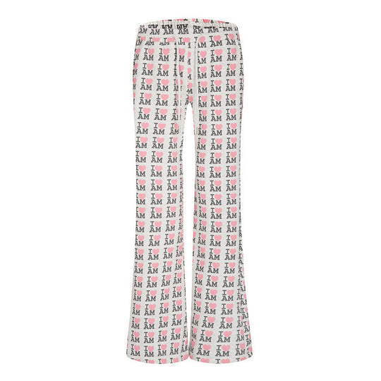 Damen High-Waist Loungehose mit ausgestelltem Beinschnitt, Kordelzug und Allover-Statement-Print Nord Taschen