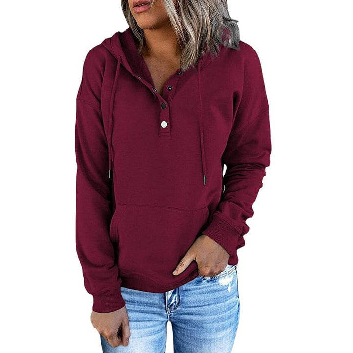 Damen Kapuzenpullover mit Knopfdetails und weichem Fleece-Material