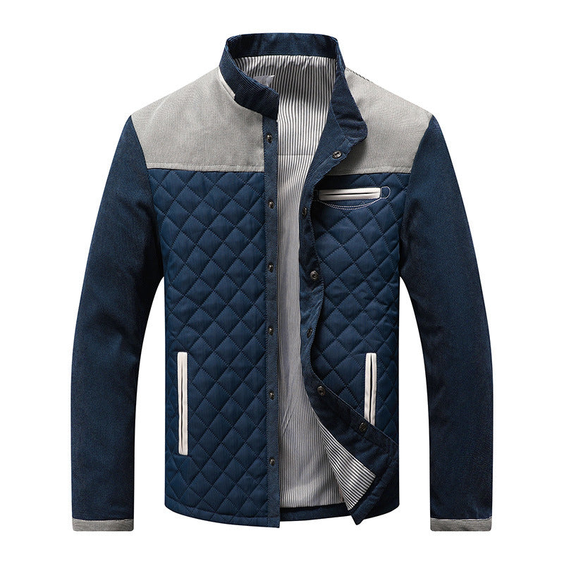 Herren Gepolsterte Rauten‑Steppjacke mit Stehkragen und Kontrastbesatz Nord Taschen