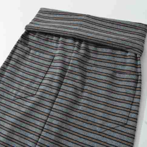 Damen Gestreifter Midirock aus Stretch-Jersey mit hohem Bündchen und Kordelzug Nord Taschen