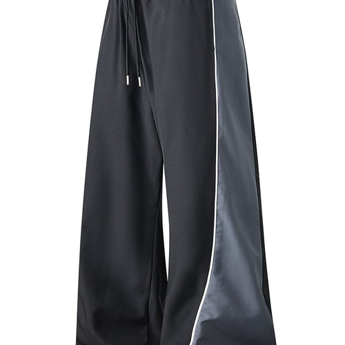 Herren Weite Trackhose mit Satin-Seiteneinsatz, Paspelierter Naht & Tunnelzugbund Nord Taschen