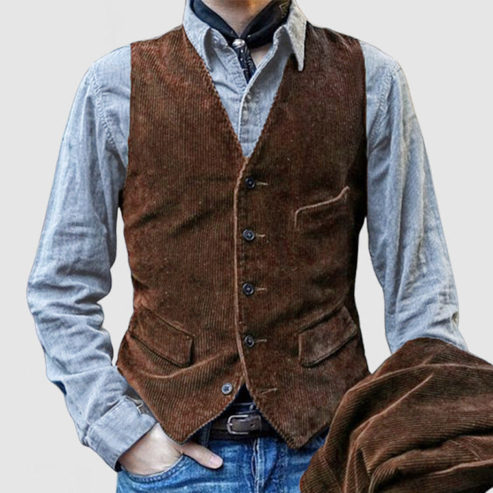 Herren Weste im klassischen Kord-Design mit eleganten Taschen und hochwertiger Verarbeitung