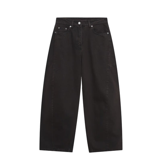 Damen High‑Waist Cropped Ballon-Jeans mit Einsatznähten und Five-Pocket-Design Nord Taschen