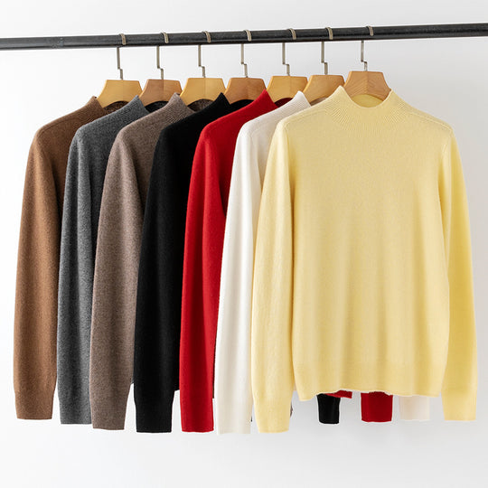 Damen Feiner Feinstrick-Pullover mit kurzem Stehkragen und Kaschmir-Optik Nord Taschen