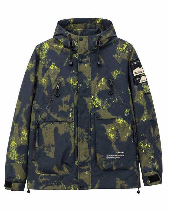 Herren Technischer Camouflage-Parka mit Kapuze und Ripstop-Außenmaterial Nord Taschen